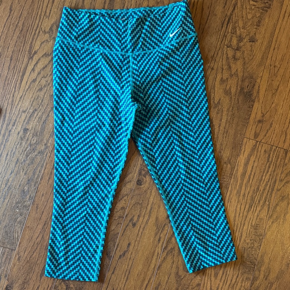 Nike Teal and Black Chevron Capris